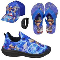 Tênis Infantil Masculino Calce Fácil Escolar Menino Personagem +Chinelo+Relógio+Boné Tênis Infantil Masculino Calce Fácil Escolar Menino Personagem +Chinelo+Relógio+Boné