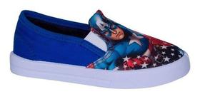 Tênis Infantil Masculino Capitão América Vingadores Marvel Nº21 Cor Azul - Sugar Shoes