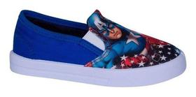 Tênis Infantil Masculino Capitão América Vingadores Marvel Nº22 Cor Azul - Sugar Shoes