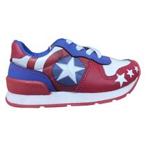 Tênis Infantil Masculino Capitão América Vingadores Marvel Nº27 Cor Vermelho com Azul - Sugar Shoes