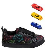 Tênis Infantil Masculino Casual Colegial CM Gamer Leve Confortável Meninos+Kit 3 carrinhos Tênis Infantil Masculino Casual Colegial CM Gamer Leve Confortável Meninos+Kit 3 carrinhos