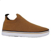 Tênis infantil masculino diversão mini max knit caramelo