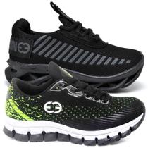 Tênis Infantil Masculino Esportivo Modelos Diferentes - Kit 2 Pares Preto/Verde