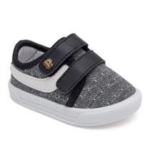 Tênis Infantil Masculino Fecho Pimpolho Preto e Cinza
