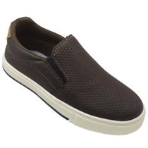 Tênis Infantil Masculino Gibizinho Menino Slip On Iate Café