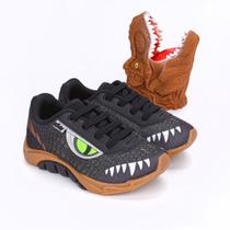 Tênis Infantil Masculino Kidy Mais Preto Fantoche Dinossauro Tênis Infantil Masculino Kidy Mais Preto Fantoche Dinossauro