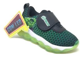 Tênis Infantil Masculino Menino Personagem Hulk luz de LED Tênis Infantil Masculino Menino Personagem Hulk luz de LED
