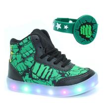 Tenis Infantil Masculino Meninos Com Luzes de Led Coloria Pisca Estampado Verde Tenis Infantil Masculino Meninos Com Luzes de Led Coloria Pisca Estampado Verde