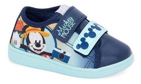 Tênis Infantil Masculino Mickey Mouse tiras autocolantes Disney Nº27 Cor Azul - Sugar Shoes