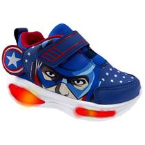 Tênis Infantil Masculino Tira Auto Colante Super Herói Escudo América Tênis Infantil Masculino Tira Auto Colante Super Herói Escudo América