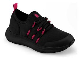 Tênis Infantil Menina Bibi Action Preto Pitaya Fácil Calce -