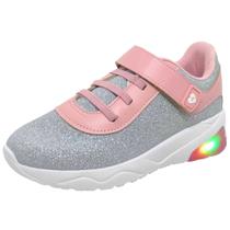 Tenis Infantil Menina Brilhante Luz Led Moderno Molekinha