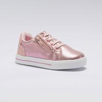 Tênis Infantil Menina Casual Acetinado Calce Fácil Zíper Rosa