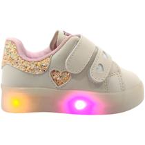 Tênis Infantil Menina Casual Dia a Dia Passeio Escola Coração e Glitter Luz Led Anatômico Conforto Mini Sua Cia 7057.00776 Tênis Infantil Menina Casual Dia a Dia Passeio Escola Coração e Glitter Luz Led Anatômico Conforto Mini Sua Cia 7057.00776