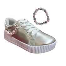 Tênis Infantil Menina Casual Emotions Macio Com Pulseira