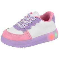 Tenis Infantil Menina Conforto Luz Multicolorido Molekinha