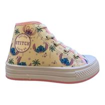 Tenis Infantil Menina Disney Conforto Casual Botinha Personagem Stitch Cano Alto Dst05wi Marfim