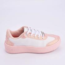 Tênis Infantil Menina K360 Belinha Brilho Nova York Branco Nude Confortável Moderno