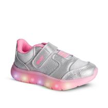 Tênis Infantil Menina Kidy Flex Light Prata com LED Delicado Escolar - Tênis Infantil Menina Kidy Flex Light Prata com LED Delicado Escolar -