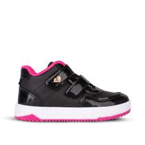 Tênis Infantil Menina Kidy Happy Preto e Pink tiras autocolantes Duplo -