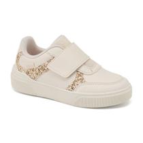 Tênis infantil menina klin off dourado conforto e estilo