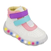 Tênis Infantil Menina Led Liz Luz Branco/Colorido Pampili