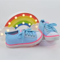 Tênis Infantil Menina Meia Azul Rosa 26 Ao 33 Escolar Casual Calce Fácil Confortável Cadarço Meinha