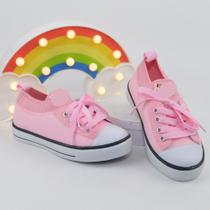 Tênis Infantil Menina Meia Azul Rosa 26 Ao 33 Escolar Casual Calce Fácil Confortável Cadarço Meinha - Malaysia Collection