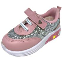 Tenis Infantil Menina Moderno Glitter Luz de LED Molekinha Tenis Infantil Menina Moderno Glitter Luz de LED Molekinha