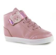 Tênis Infantil Menina Molekinha Rosa Holográfico tiras autocolantes Ursinho 2118572