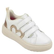 Tênis infantil menina pampili 736 xp24 branco e dourado