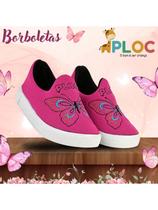 Tênis infantil Menina Ploc Borboletas Sola Flat Casual Anatômico