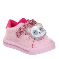 Tenis infantil menina rosa personagem com luzinha glitter