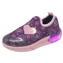 Tenis Infantil Menina Slip On Luz Space Coração Bibi