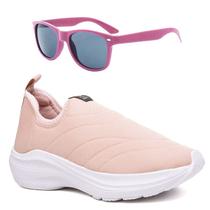 Tenis Infantil Meninas Calce Facil Leve Tipo Meia + Oculos