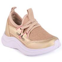 Tênis Infantil Meninas Festa Calce Fácil Casual Super Confortável Moda Boneca Com Bordado Gatinho T004 Tênis Infantil Meninas Festa Calce Fácil Casual Super Confortável Moda Boneca Com Bordado Gatinho T004