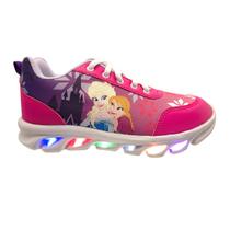 Tênis Infantil Meninas Personagem Luzinha Led Frozen KidStar Cor:RosaTamanho:32