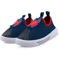 Tênis Infantil Menino Calce Fácil Aranha Azul Vermelho MzShoes