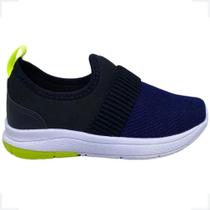 Tênis Infantil Menino Calce Fácil Bordado Preto E Marinho Tênis Infantil Menino Calce Fácil Bordado Preto E Marinho