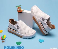 Tênis Infantil Menino Casual Slip Molekinho- Branco/Caramelo