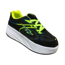 Tênis Infantil Menino Com 4 Rodas Confortável Rodinha Macio cor:preto royaltamanho:34 Tênis Infantil Menino Com 4 Rodas Confortável Rodinha Macio cor:preto royaltamanho:34