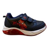 Tenis Infantil Menino Disney Personagem Homem Aranha Led Calce Fácil Autocolante Msp11dy Marinho