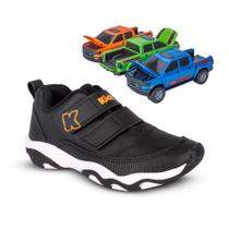 Tênis Infantil Menino Kidy Play Respitec Preto com tiras autocolantes -