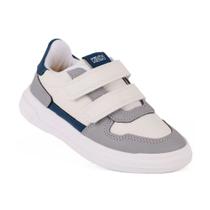 Tênis Infantil Menino Klin Capri Mini Branco/Cinza/Petroleo Tamanho:24
