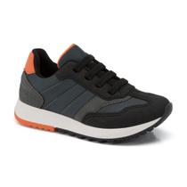 Tênis Infantil Menino Klin Walk Mini Preto/Grafite/Laranja