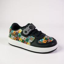 Tênis Infantil Menino Ortopasso tiras autocolantes Blocos Gamecraft Confortável Aventura