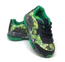 Tênis Infantil Menino Personagem Hulk Super Herói Luz de Led