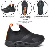 Tênis Infantil Menino Preto com Laranja Klin New Sport 1 a 5 anos - Mk-199106