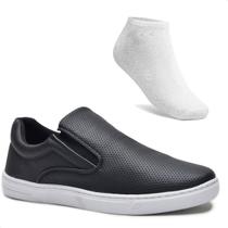 Tênis Infantil Menino Slip On Elástico Liso Casual + Meia