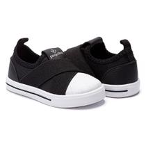 Tênis Infantil Menino Unissex Pequito Slip On Preto Casual Confortável Leve Macio Antiderrapante Calce Fácil Elástico Resistente